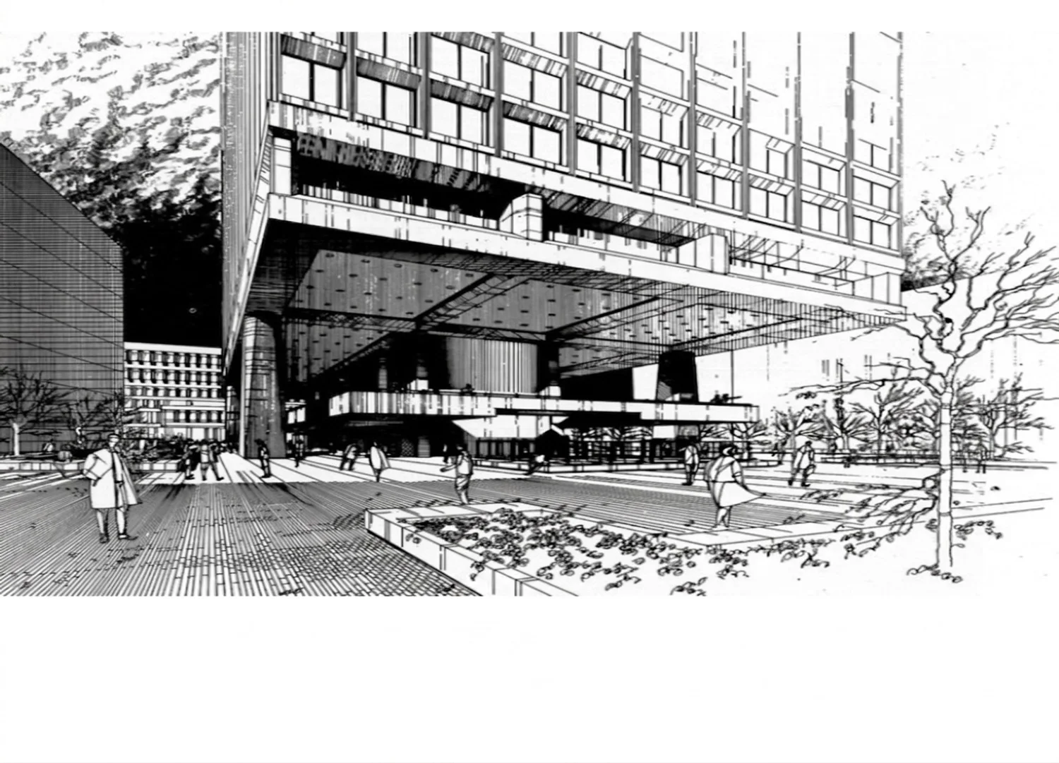 Hand-drawn architectural sketch